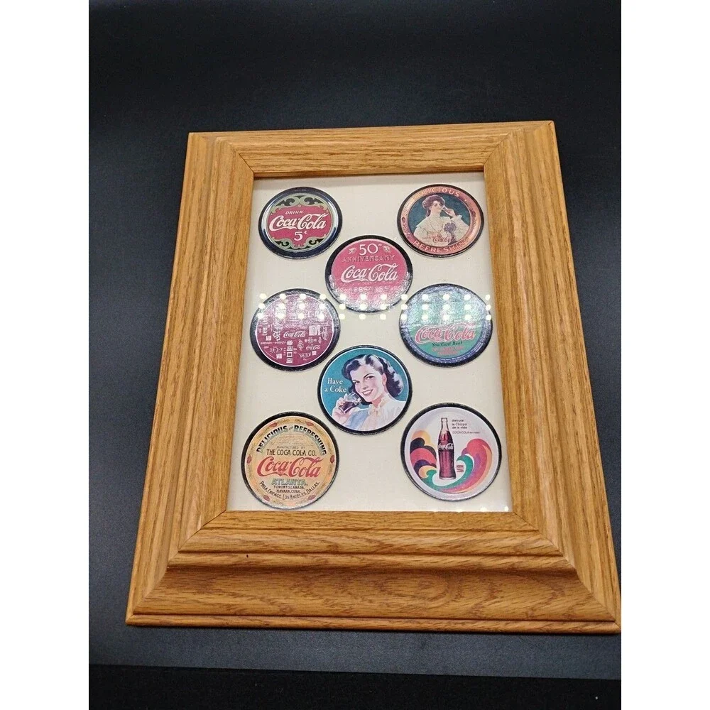 POGS Set of 8 Coca Cola Collection Caps Coke Cap Unplayed 8X10 Framed Complete